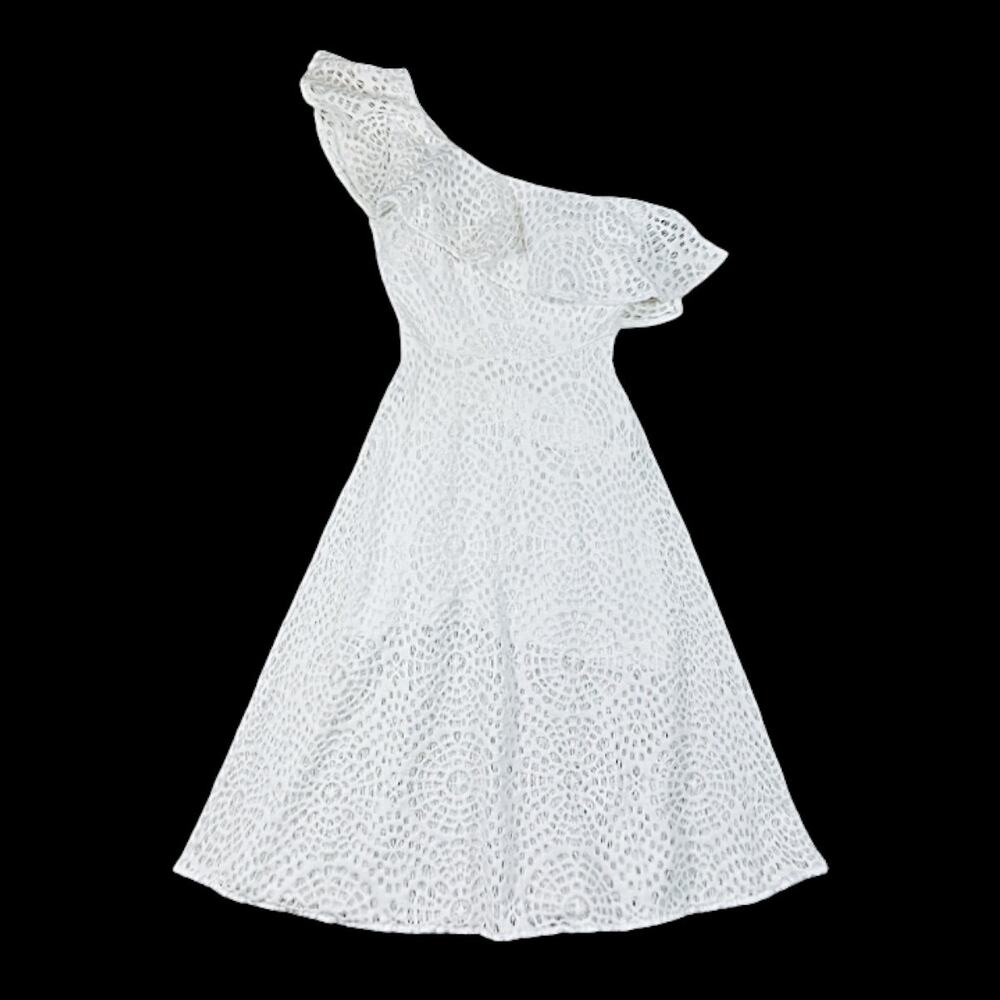 Lilly Pulitzer One Shoulder Lace Callisto White Midi Dress | Size 2
